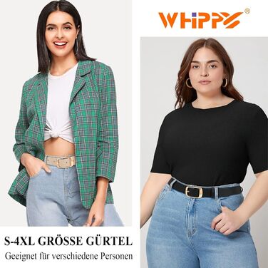 Жіночий шкіряний ремінь WHIPPY великого розміру, модний джинсовий ремінь з міцною пряжкою для джинсів, штанів, суконь (чорний + бежевий (золота пряжка), 3XL: 150 см (під талію 134-145 см))