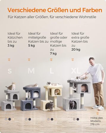 Feandrea Cat Tree Small, 67 cm Cat Tree, Kitten House for Kittens up to 3 kg, Large Platform, Sisal Posts, PCT611W01 (Beige)