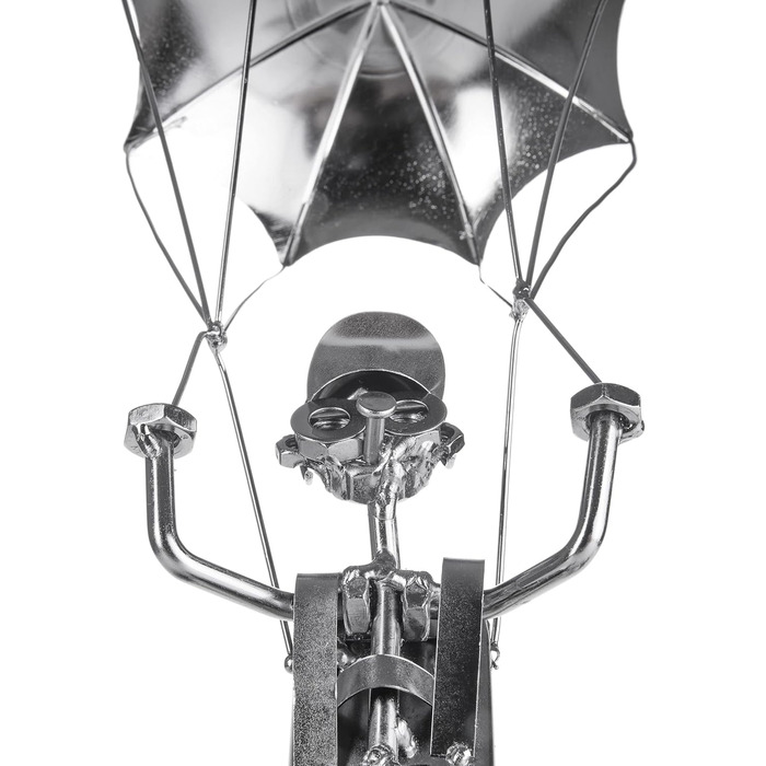 BRUBAKER Bottle Holder Parachutist - Metal Wine Bottle Holder Parachute Jump - Sculpture with Gift Card - Silver