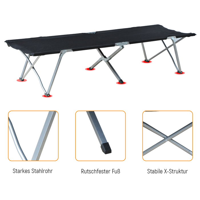 Outsunny Folding Camp Bed with Bag Black | Aosom