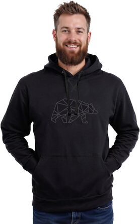 Чоловіча толстовка FORSBERG Pettarson з ведмежим логотипом | Скандинавський стиль, повсякденне носіння, рукоділля, відпочинок на природі (XXL, чорний/сірий)