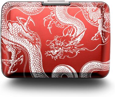 Алюмінієве картхолдер ÖGON Smart Case Oslo з гравіюванням Дракон, RFID захист, компактний гаманець