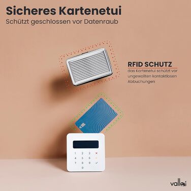 Алюмінієве картхолдер VALLET®: захист NFC/RFID, для візиток та карток, срібний, для жінок та чоловіків