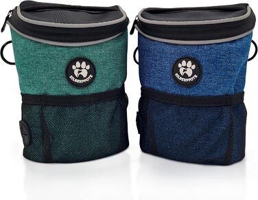 Преміум сумка для ласощів для собак - ідеальна для виховання та дресирування. Функціональна, практична, багато місця та з дозатором кульок для прибирання (зелена)