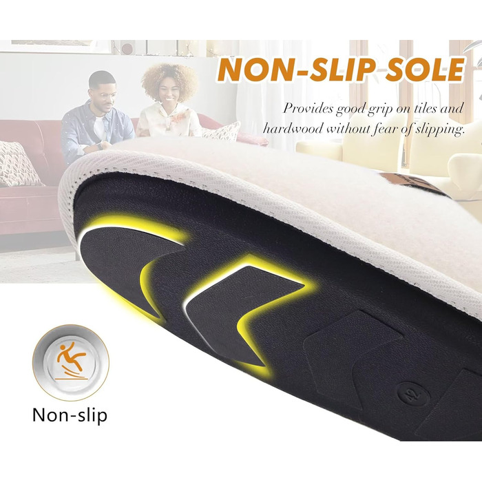 COFACE Халаці домашні жіночі з фетру, теплі, зручні, пухнасті, з м'якою підкладкою, з антиковзною гумовою підошвою для дому та вулиці (Бежево-білий, 41 EU)