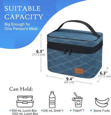 Легка термосумка-ланчбокс для їжі: складана, водонепроникна, у синій клітинку