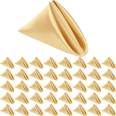 Champagne Satin Napkins Cloth 40 Pieces Square 20 x 20 inches Soft, Smooth Fabric Table Napkins Washable Satin Cloth Napkins for Weddings Parties Vacations Dinners Thanksgiving