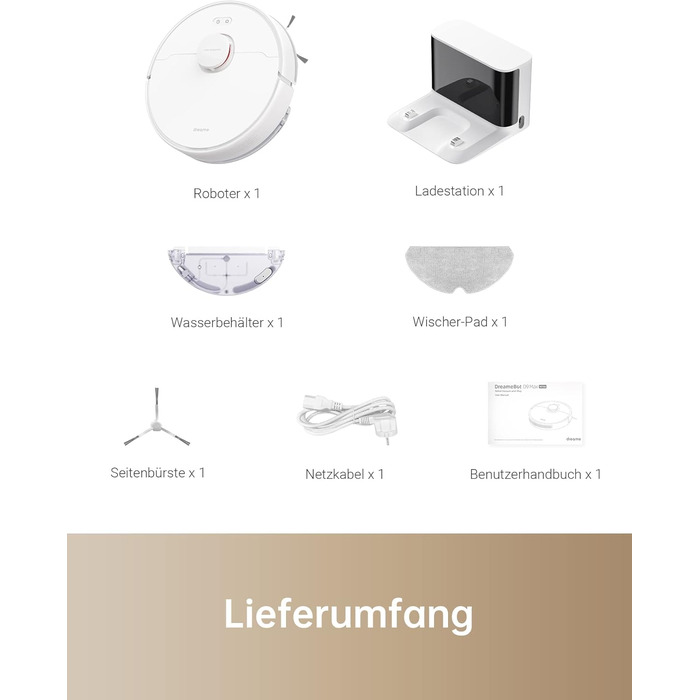 Робот-пилосос Dreame D9 Max з функцією миття, 4000Pa, LDS-навігація, 150 хв роботи, карти для різних поверхонь, ідеальний для килимів, твердих підлог та шерсті тварин, керування через додаток
