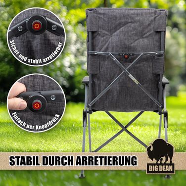 Складний туристичний стілець BigDean Bequemer з регульованою спинкою