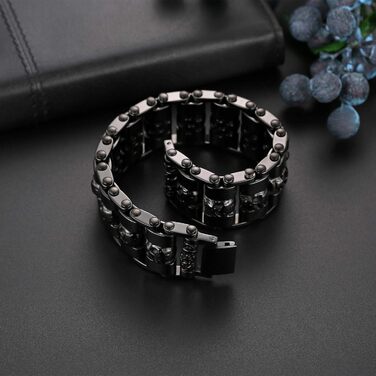 Чоловічий браслет OIDEA з черепом: важка ланцюгова браслет, готичний стиль, череп, хрест, ланцюг для мотоцикла, подарунок для чоловіків