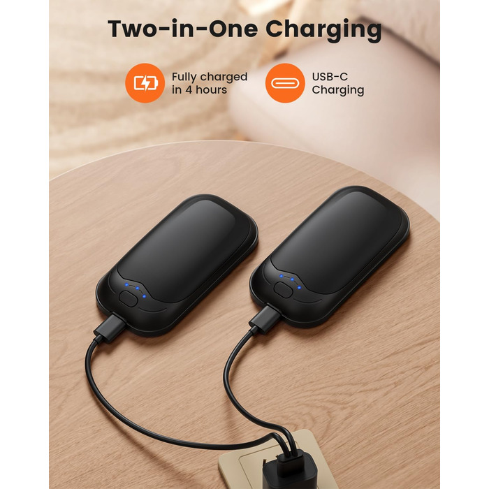 Електричні грілки для рук Gabless 2 шт., USB, портативні, 3 рівні нагріву, швидкий нагрів, чорні - чудовий подарунок для чоловіків та жінок