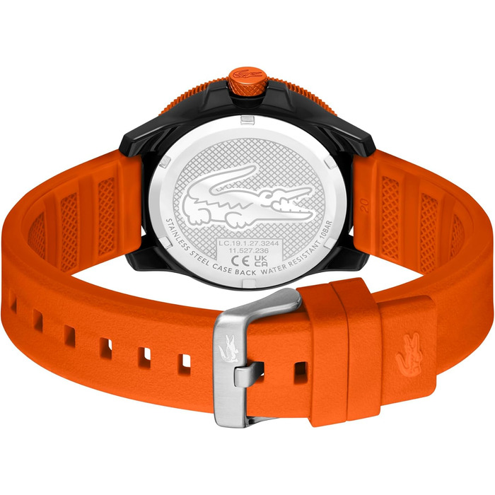 Годинник чоловічий Lacoste 12.12 Scuba кварцовий з силіконовим браслетом (помаранчевий)