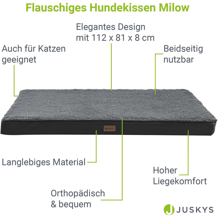 Ортопедичне ліжко для собак Juskys Milow, 76x51 см, сіре - м'яке та стабільне, знімний та пральний чохол - подушка для собак, килимок для маленьких собак