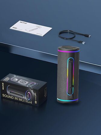 Портативна Bluetooth колонка MLOVE E80 30W, IPX7, з підсвіткою, мікрофоном, MicroSD, TWS