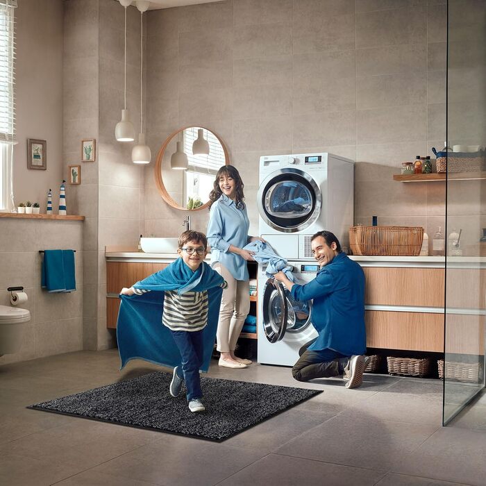 Килимок для дому та вулиці SHACOS: антиковзаюча, поглинаюча вологи, 80 x 120 см (Чорний/Сірий)