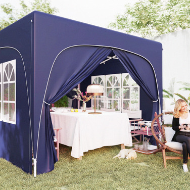 Outsunny 3x3m Gazebo, Water-Resistant, Stable, Winter-Proof, Pop-Up Folding Gazebo, UV Protection 50+, Foldable Party Tent, Garden Tent with 4 Side Walls, Bag, Garden Gazebo for Camping, Garden, Dark Blue | Aosom