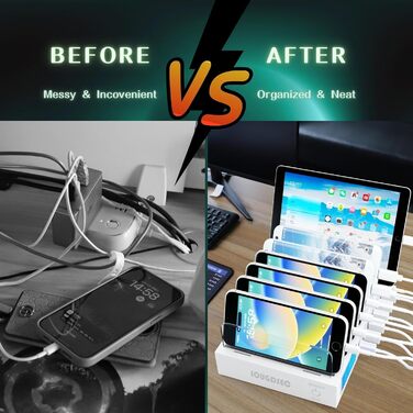 Зарядний пристрій Schnellladestation PD20W QC3.0 7-в-1 з LCD дисплеєм, USB-хаб для iPhone, iPad, Samsung, Huawei (Чорний)