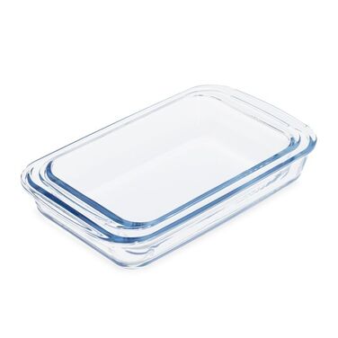 Relaxdays Set of 2 Casserole Dishes made of Glass