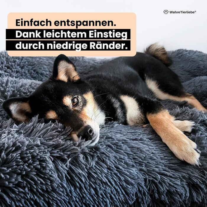 Преміум подушка для собак Wahre Tierliebe Fluffy - М'яке ліжко для вашого улюбленця. Легко чиститься, ідеально для дому та в дорогу. Розмір L (120x80x30 см), темно-сірий колір.