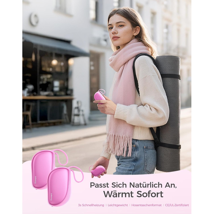 Електричні грілки для рук OCOOPA 2 шт. з акумулятором 4000mAh, багаторазові, тонкі (1.5 см), ідеальні для зими та як подарунок на Різдво