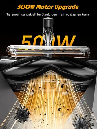 Бездротовий акумуляторний пилосос 48KPa/500W/55хв з LED-дисплеєм та станцією для зарядки, для прибирання шерсті тварин, килимів, твердих поверхонь та авто, чорний