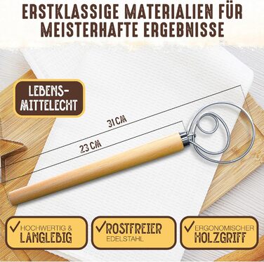Датський віск для тіста: ідеальний тісто для випічки - високоякісний віск для тіста як аксесуар для випічки хліба - мішалка для тіста, тістоміс, датський віск як аксесуар для випічки хліба
