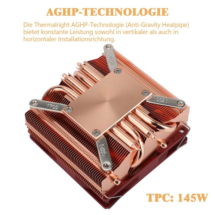 Thermalright AXP90-X53: Низькопрофільний кулер CPU для ITX, 53 мм, PWM вентилятор TL-9015R, технологія AGHP, сумісний з AMD AM4/AM5 та Intel 1700/1150/1151/1155/1156/1200 (модель з чистої міді)