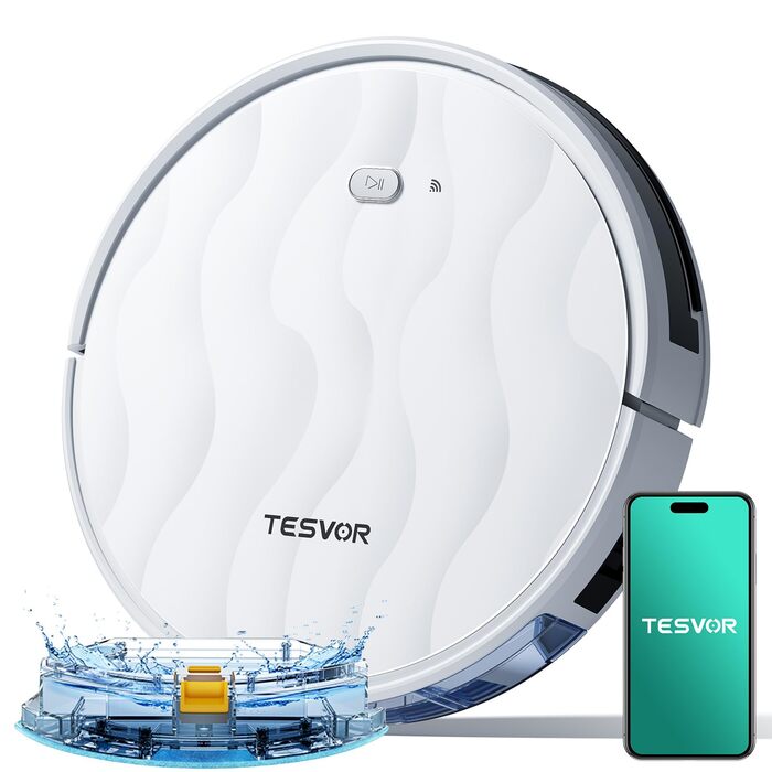 Робот-пилосос Tesvor S8MAX 3-в-1 з функцією миття, 8000Pa, LiDAR-навігація, 240 хвилин роботи, керування через додаток/Alexa, самостійна станція очищення 2.5L для великих приміщень та домівок з тваринами (M2)