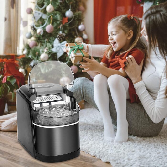 Машина для приготування льоду 12 кг, Ice Maker, чорний, з функцією самоочищення