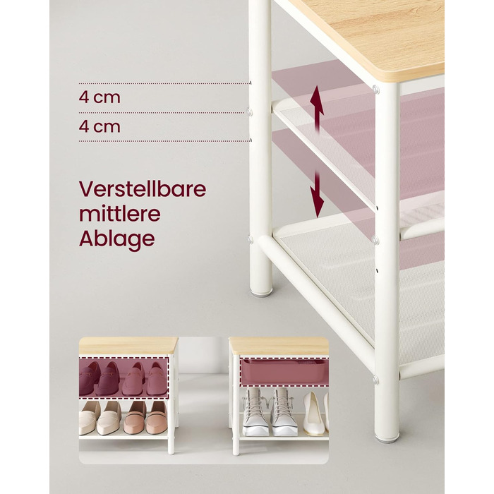 VASAGLE Clothes Rack, Coat Rack, Coat Stand with Hooks, Mirror, Bench, 35 x 98 x 180 cm, for Entryway, Bedroom, Living Room, Modern, Oak-White HSR415W09