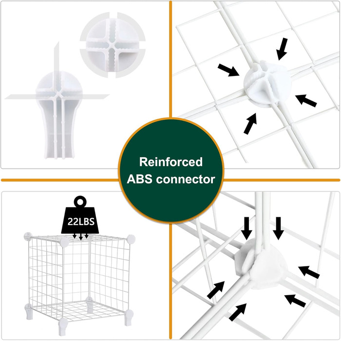AWTATOS Regal 12 Regal Wire Cube Stackable Shelf Cube DIY Metal Grid Shelf Cube Bookshelf Cube Shelf With Doors For Living Room, Bedroom, Bathroom USCIH12BE (Medium, White)