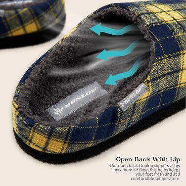 Чоловічі халати Dunlop з підкладкою, антиковзкі тапочки для дому з Memory Foam (45 EU, темно-синій, гірчичний)