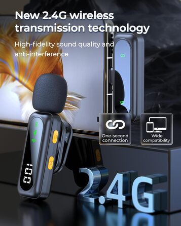 Мікрофон Handy – Петличний мікрофон сумісний з iPhone/Android/PC, магнітний лавел'єр з шумозаглушенням, для стрімінгу, влогів, YouTube та інтерв'ю (Чорний)