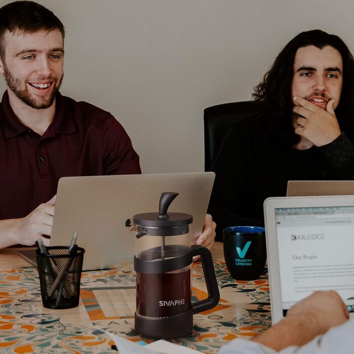 Френч-прес Sivaphe 1000 мл, чорний: кавоварка з тришаровим фільтром, термостійке скло, ложка