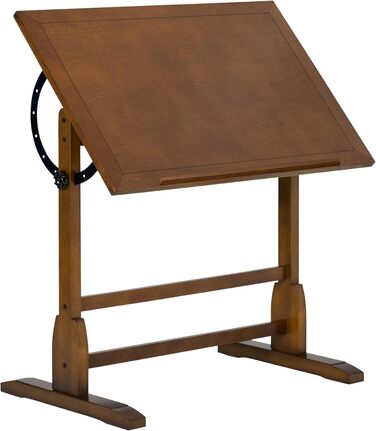 Adjustable Craft Table with Rustic Oak Top - Studio Desk for Hobbies & Art
