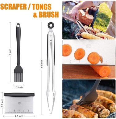 Набір для гриля Huolewa, нержавіюча сталь, 9 предметів: лопатки, щітки, турнери, сумка. Професійний аксесуар для BBQ, тепаньякі та кемпінгу