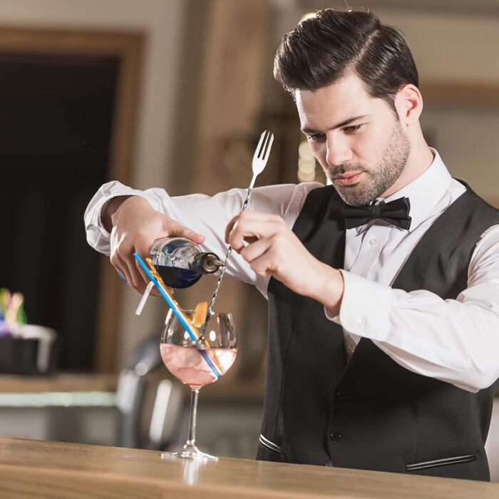 Набір барних ложок для коктейлів із нержавіючої сталі з спіральним стержнем, 32 см, 6 шт, сріблясті