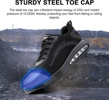 Черевики робочі чоловічі/жіночі Hitmars, захисні черевики з металевим підноском, зручні кухарські черевики, легкі черевики, черевики для дахів, чорні/сині, EU36-48