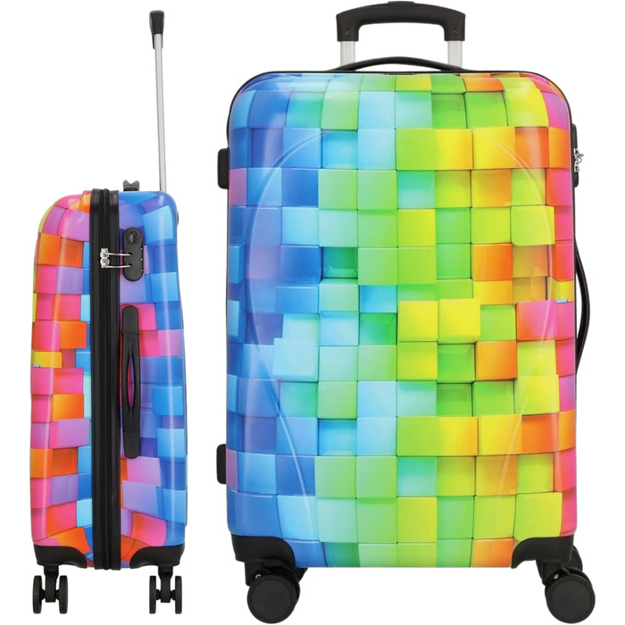 Валіза NOWI з жорстким корпусом, середнього розміру, 68L, 8 коліс, 360°, ABS, з кодовим замком та телескопічною ручкою – для подорожей, ручної поклажі, середній розмір, Trolley