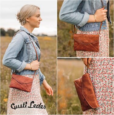 Сумка Gusti Leder Karisma Vintage – шкіряна сумка-листоноша коричневого кольору з магнітним закриттям та регульованим ремінцем