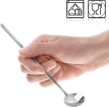 Набір ложок Com-Four® 12 шт. з нержавіючої сталі з довгим руків'ям (17 см) для коктейлів, чаю, кави, молочних коктейлів, матча, холодних напоїв та десертів