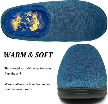 Тапочки зимові для дому жіночі/чоловічі ChayChax, тепла піна пам'яті, бавовна, блакитні (42/43 EU)