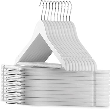 Плечики для одягу Evolluxi Lotus з масивного дерева, для сорочок, курток, з гладкою поверхнею, поворотний гачок 360°, білий, 80 см