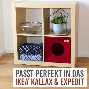 Кігтечка-будиночок для котів з фетру для полиць IKEA Kallax/Expedit, червона, для 2 котів