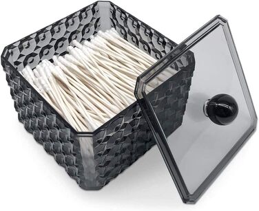 Організатор для ватних дисків та ватних паличок з акрилу з кришкою, косметичний бокс для зберігання