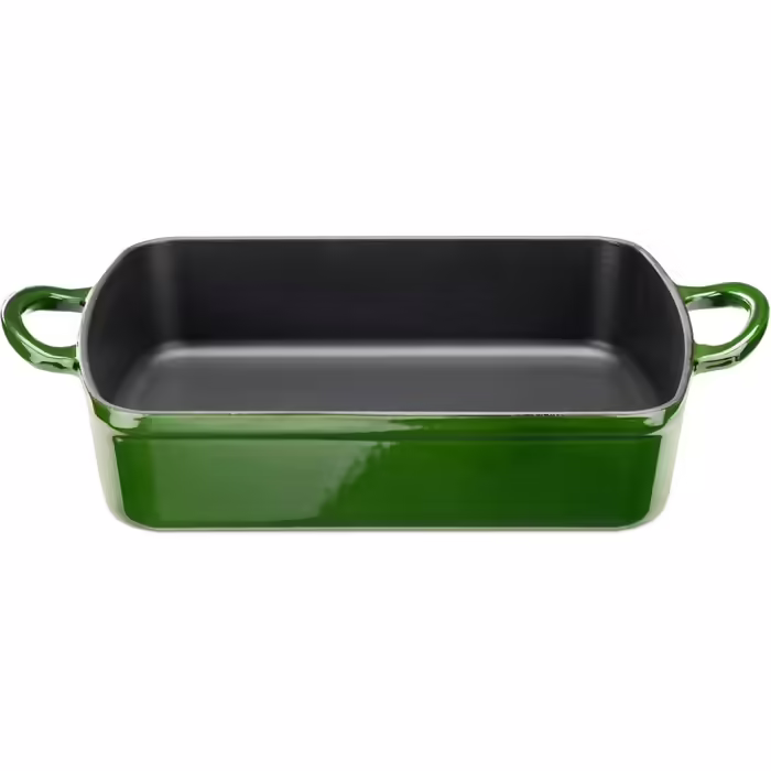 Navaris Cast Iron Casserole Dish Roasting Pan Rectangular - Enameled Roaster Heat-Resistant with Handles - For All Dishes and Cooking Surfaces