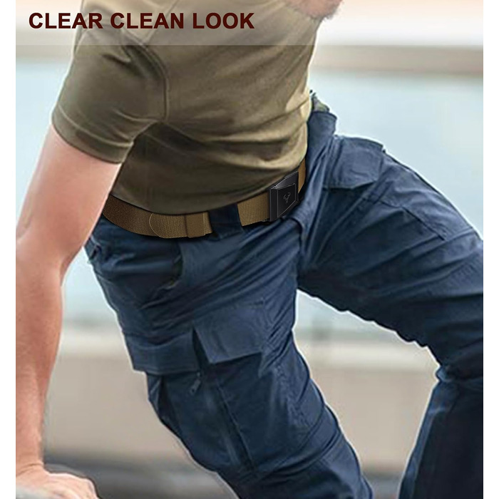 Тактичний пояс BULLIANT для чоловіків, робочий пояс, військовий, для піших прогулянок, 3.8 см, швидкознімна металева пряжка, регульований розмір 115 см (також доступний 100 см)