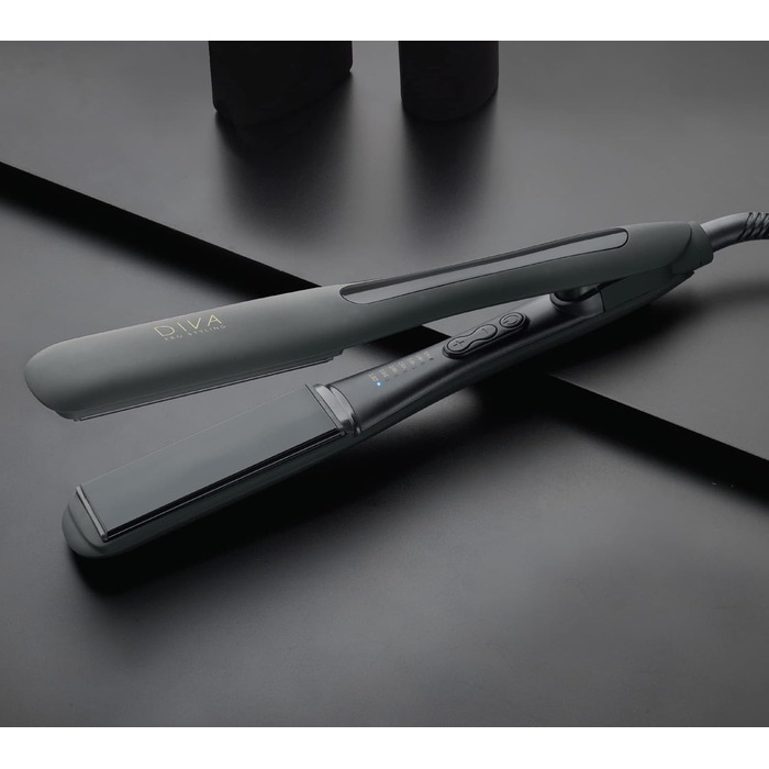 Diva Pro Styling Wide Digital Styler - Extra Wide Ceramic Plates - Even Heat Distribution - 3m Cord, Black