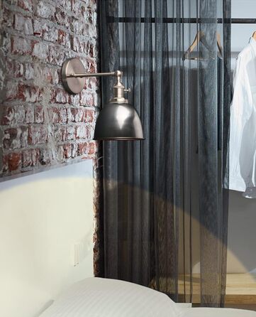 Phansthy 2-Piece Wall Light with Metal Shade Wall Lamp Industrial Design, Interior Vintage Loft Wall Lamp E27 max. 40W for Living Room Bedroom Office Kitchen Hallway (White) (Clear Lacquer)