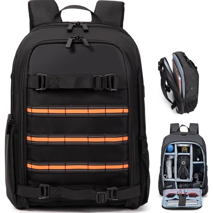 Рюкзак для камери Horfccid 23L, сумісний з DSLR, ноутбуком 15.6'' та штативом (Чорний)